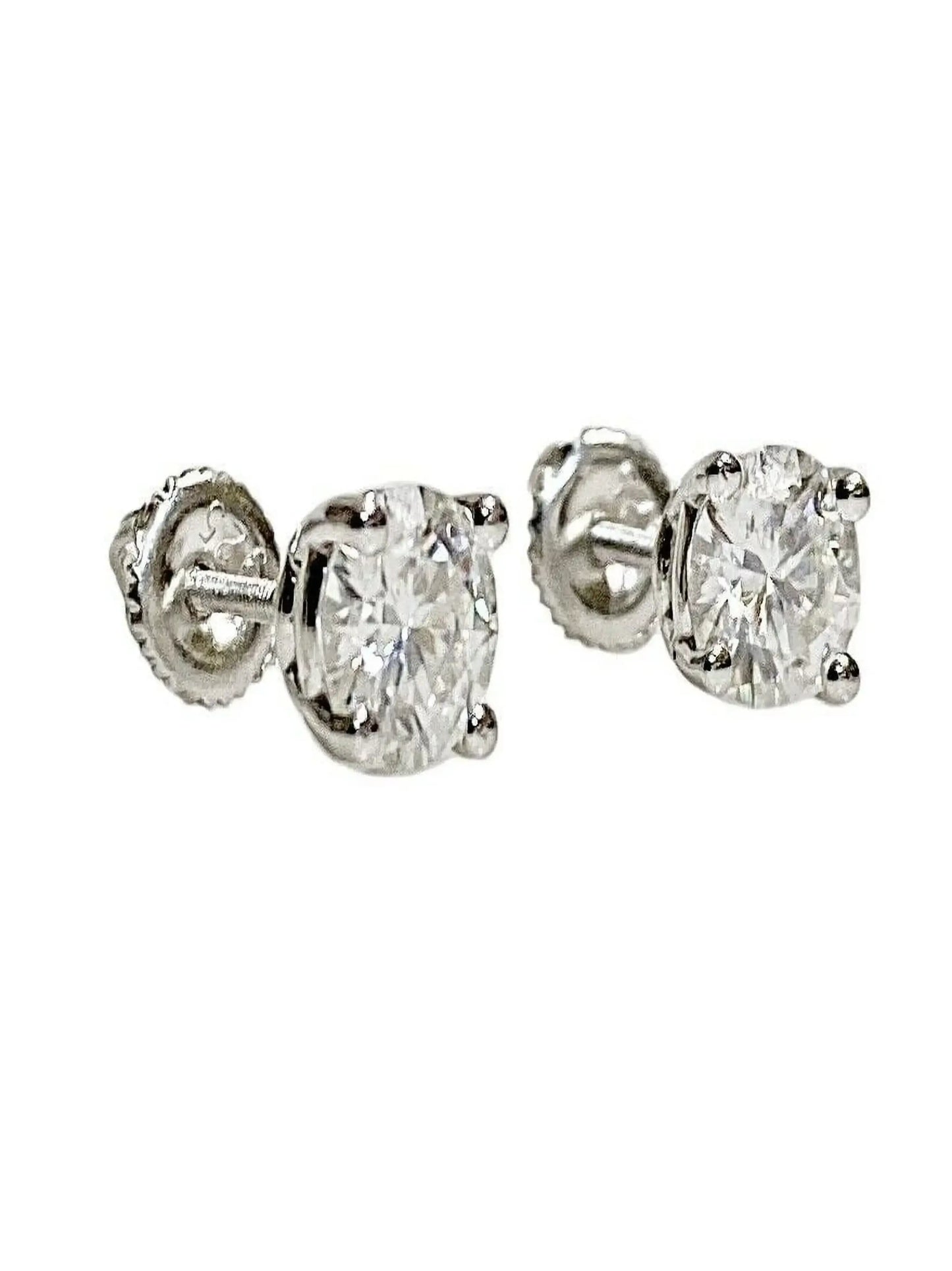 White Gold Round Moissanite Stud Earrings